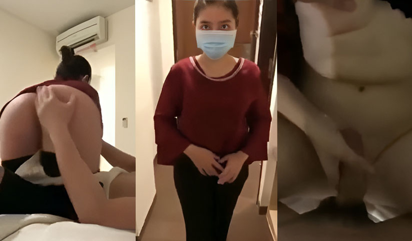 La fille était timide pour la première fois en se faisant masser