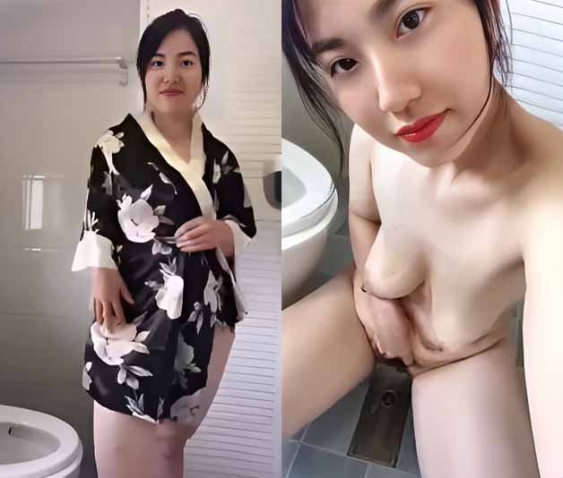 Em xinh tắm xong tự móc lồn cho bạn trai xem