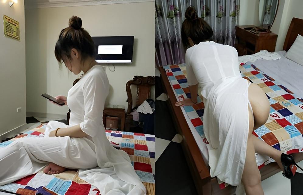 Ao dai girl with big breasts